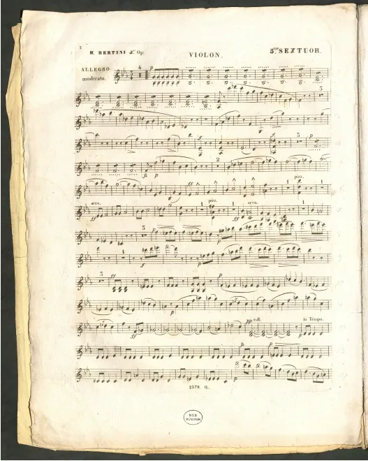 First page of Cinquième Sextuor pour piano, violon, deux altos, violoncelle et contrabasse