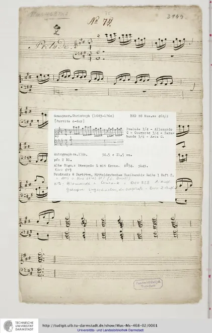 First page of Allemande and Courante in A major