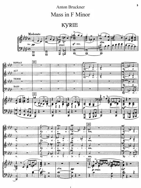 First page of Mass No.3 in F minor