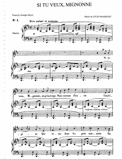 First page of Si tu veux, Mignonne