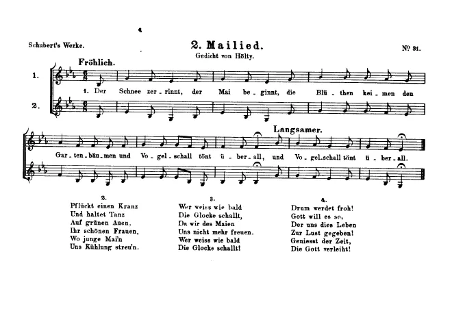First page of Mailied (Der Schnee zerrinnt)