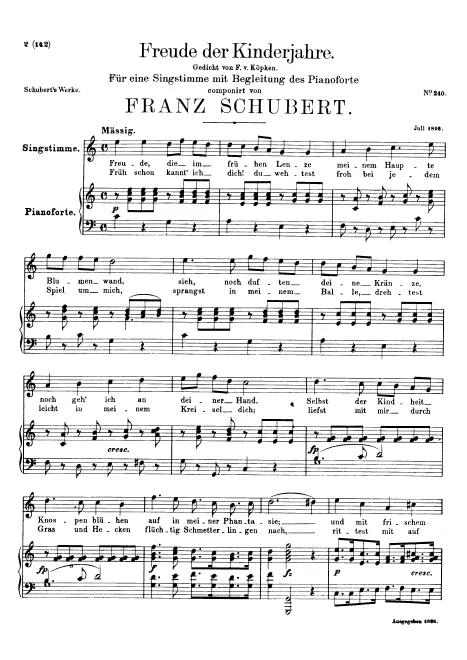 First page of Freude der Kinderjahre, D.455