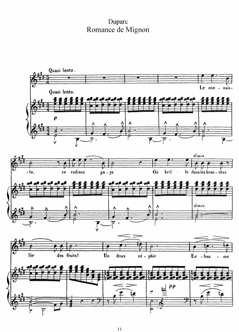 First page of Romance de Mignon