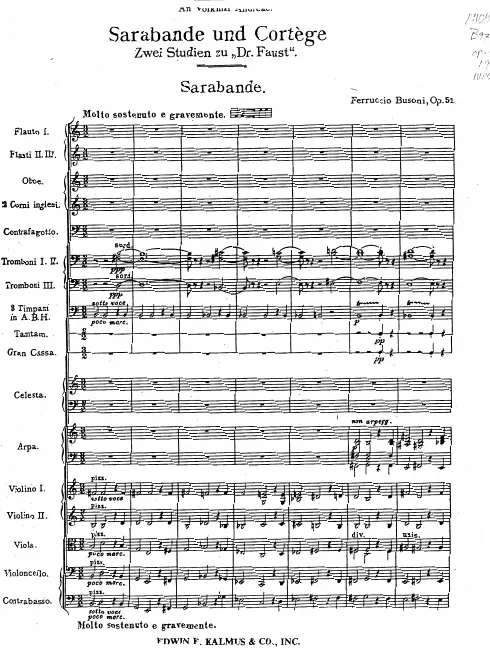 First page of Sarabande and Cortège
