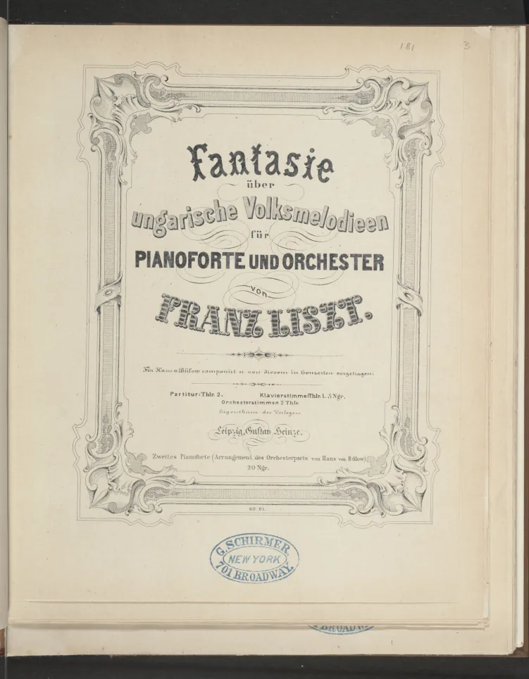First page of Fantasie über ungarische Volksmelodien