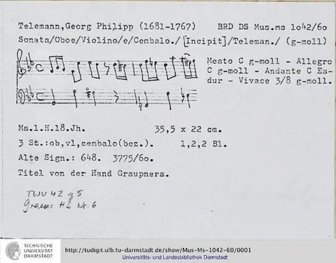 First page of Trio Sonata in G minor