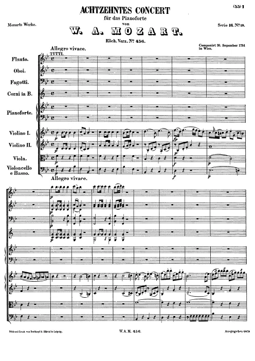 First page of Piano Concerto No.18