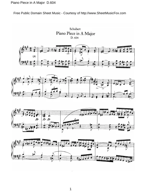 First page of Piano Piece in A major