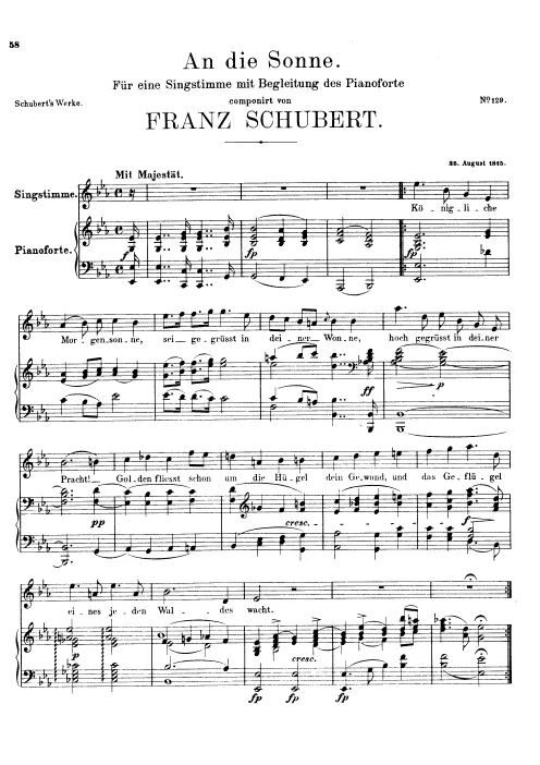 First page of An die Sonne, D.272