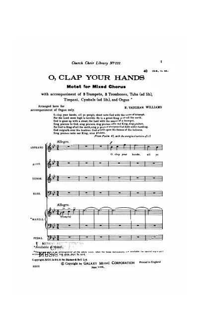 First page of O Clap Your Hands