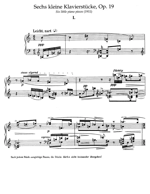 First page of Sechs Kleine Klavierstücke