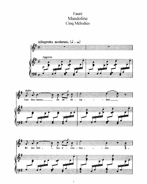 First page of 5 mélodies