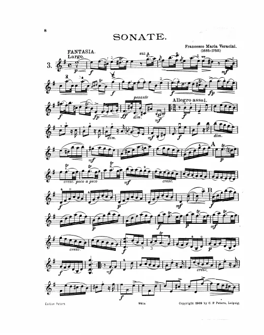 First page of Violin Sonata in E minor