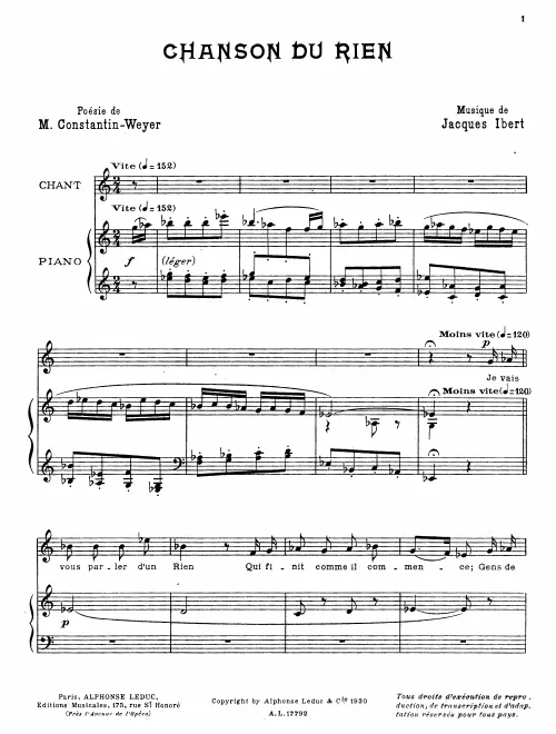 First page of Chanson du rien