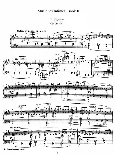 First page of Musiques intimes