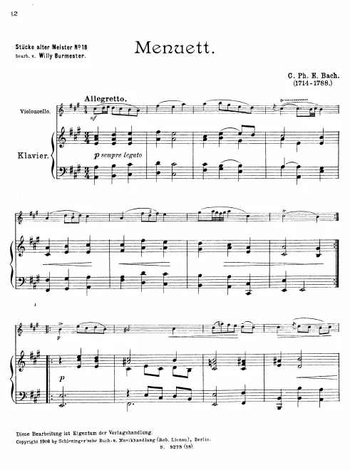 First page of Miuet in A major