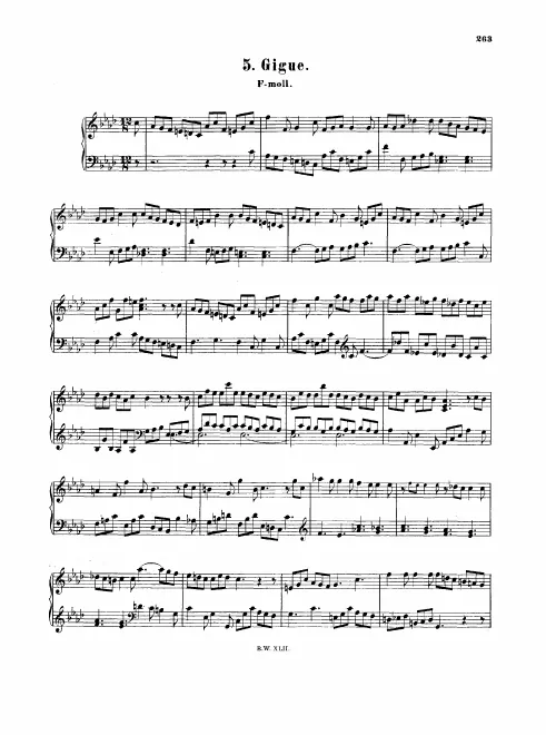 First page of Gigue in F minor