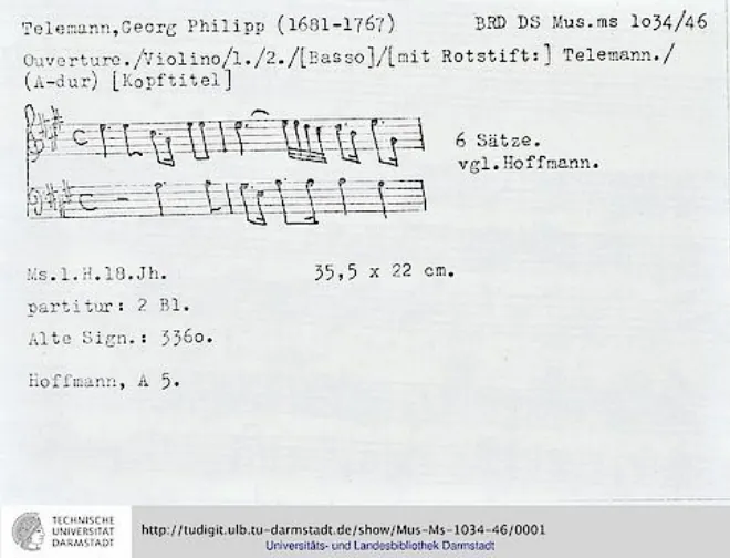 First page of Ouverture-Suite in A major