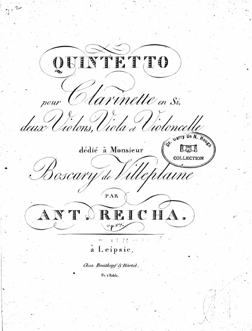First page of Clarinet Quintet