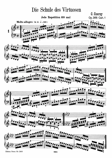 First page of Schule des Virtuosen. Die Studien der Bravour und des Vortrags mit Bezeichnung des Fingersatzes. Als zweiter Teil der täglichen Übungen [Op.337]
