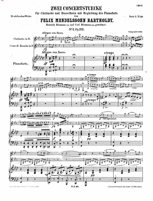 First page of Concertstück für Clarinette und Bassethorn Nr.1