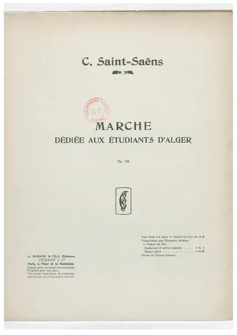 First page of Marche dédiée aux étudiants d'Alger