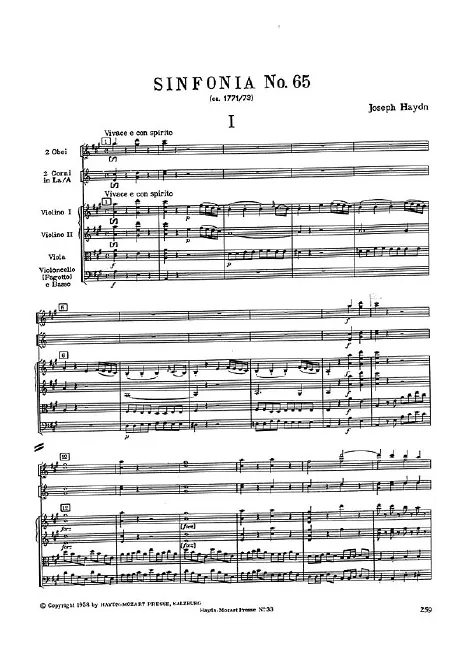 First page of Symphony No.65 in A major