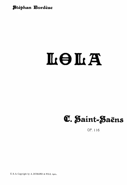 First page of Lola: scène dramatique à deux personnages par Stéfan Bordèse