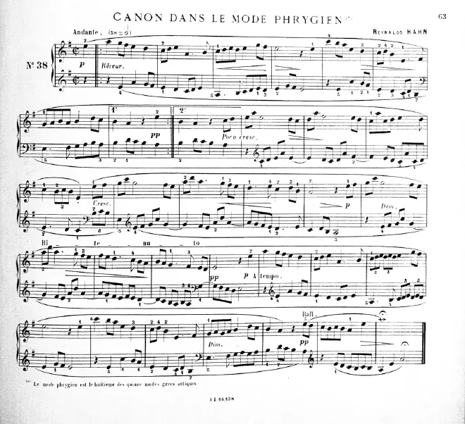 First page of Canon dans le mode phrygien