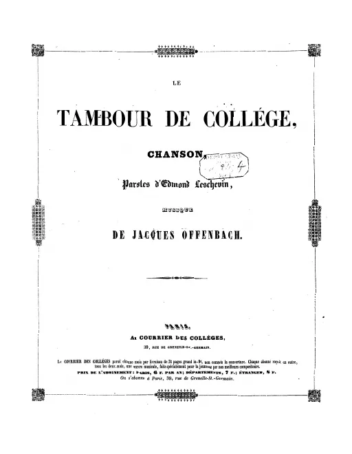 First page of Le tambour de collège