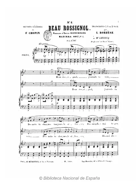 First page of Œuvres célèbres de Chopin