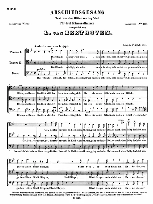 First page of Abschiedsgesang