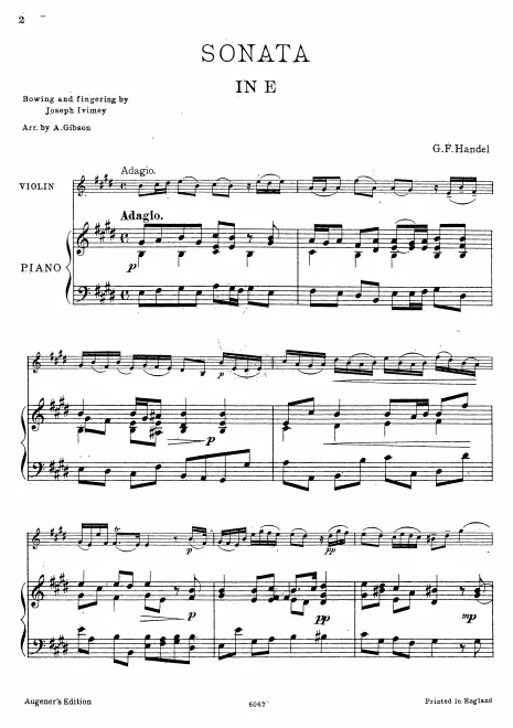 First page of Violin Sonata in E major