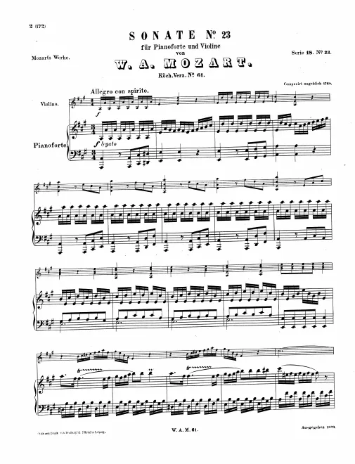 First page of Violin Sonata in A major