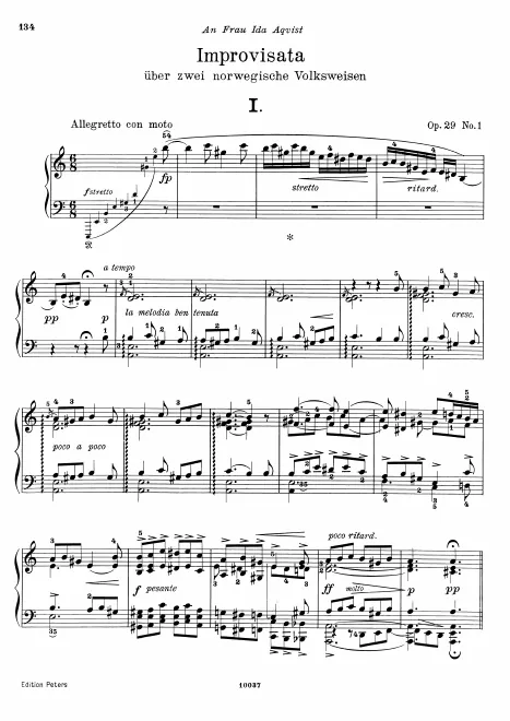 First page of Improvisations on 2 Norwegian Folk Songs