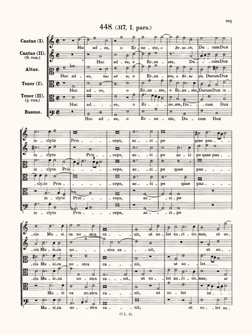 First page of Huc ades o Erneste