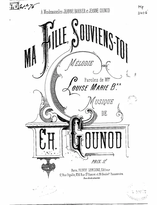 First page of Ma fille, souviens-toi