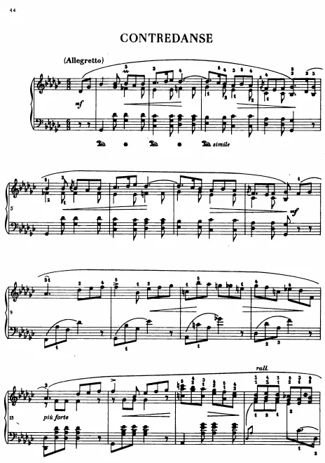 First page of Contredanse in G-flat major