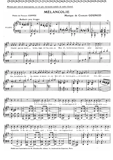 First page of Mélancolie