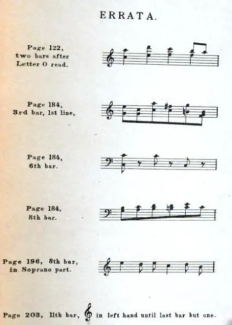 Errata (included with original score)