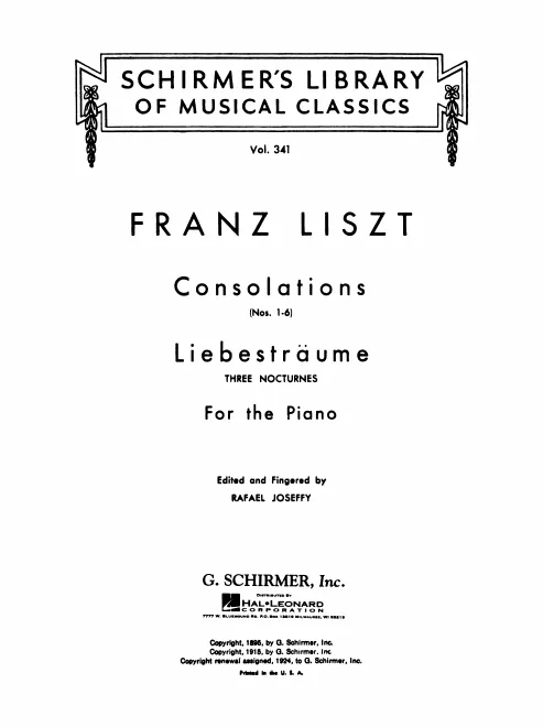 First page of Consolations and Liebesträume for the Piano