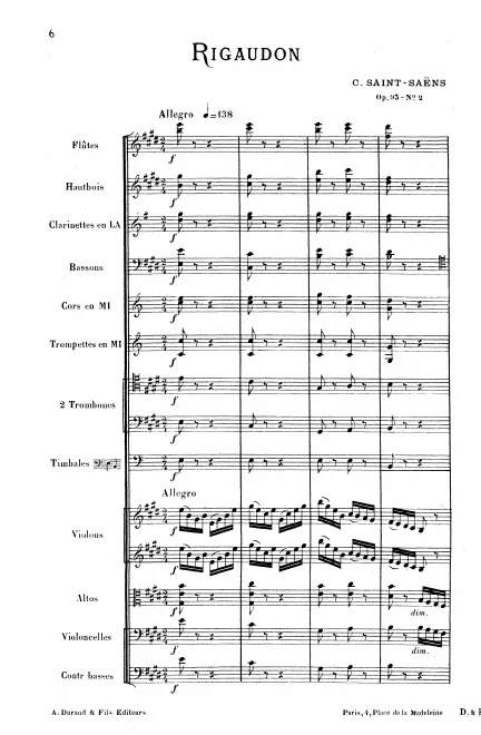 First page of Sarabande et rigaudon