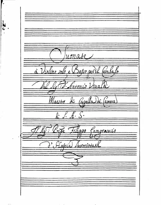 First page of Manchester Sonatas