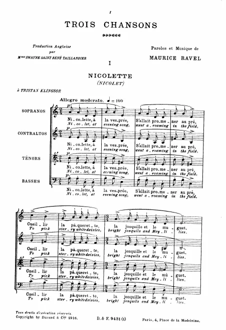 First page of Trois chansons
