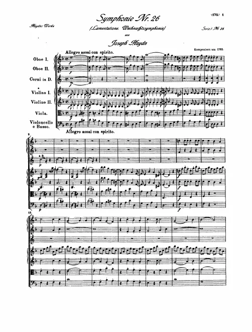 First page of Symphony No.26 in D minor