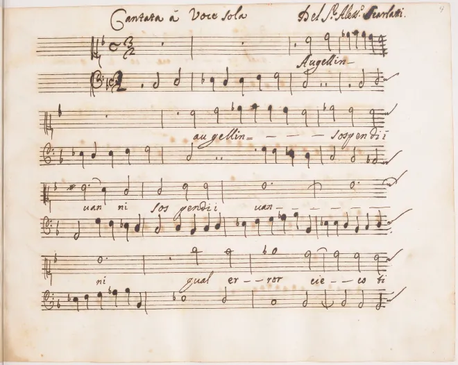 First page of Augellin, sospendi i vanni