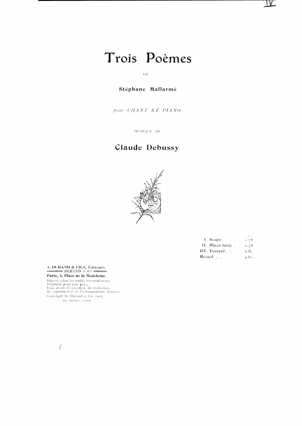 First page of Trois Poèmes de Stéphane Mallarmé