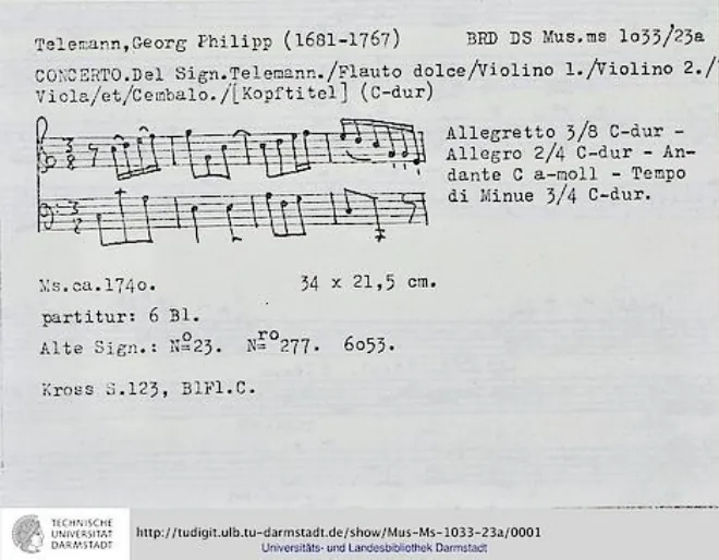 First page of Recorder Concerto, TWV 51:C1