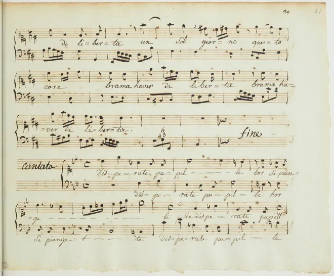 First page of Disperatione amorosa ; Disperate pupille, hor, sì, piangete