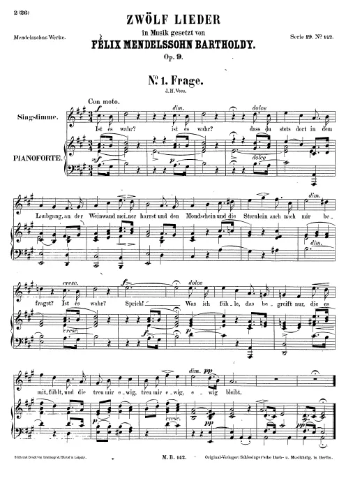 First page of 12 Lieder